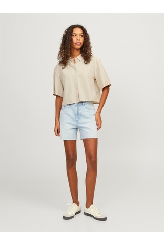 Jjxx Jxlulu Ss Cropped Lınen Blend Shırt Wvn Kadın Bej Kk Gömlek - 12231335