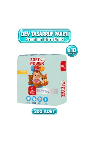 Bebek Bezi No:5 Junior 11-25 Kg 30' lu 10 Paket 5 Numara