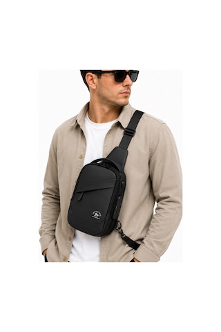 Newish Polo Erkek Siyah Usb Çıkışlı Çapraz Askılı Omuz Ve Bel Çantası - New422