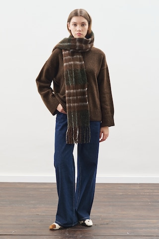 Ekose Desenli Atkı Gri Gri