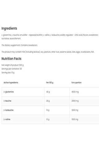 Ostrovit Bcaa Glutamine 500g 50 Servis Aromasız