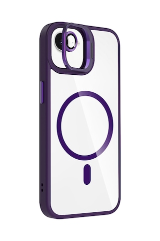 Adige Apple iPhone Uyumlu 16e Kılıf Etro Standlı + Kamera Lens Koruyucu Derin Mor