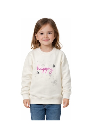 Kız Çocuk Happy Sweatshirt Bgl-st05270 Ekru
