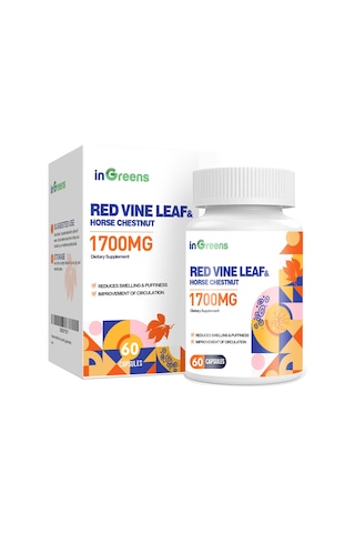 İngreens Red Vine Leaf Extract 1700mg & Horse Chestnut Extract Supports Vein Skin Health 60 Caps