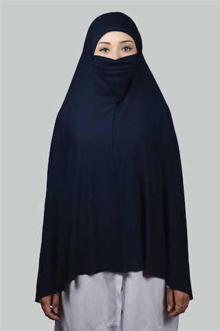Altobeh Hazır Türban Peçeli Pratik Eşarp Tesettür Nikaplı Hijab - Namaz Örtüsü Sufle (5XL) - Lacivert