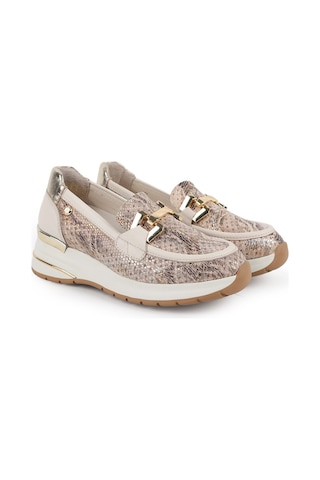Mamma Mia Mammamia Kadın Hakiki Deri Anakonda Desenli Bej Krem Comfort Sneaker Bej-krem