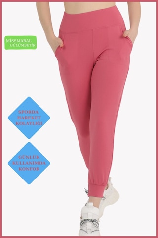 Kadın Curve Eşofman Alt Gül Kurusu Jogger Dalgıç Kumaş Yüksek Bel Çift Cepli Joggers 1061 GÜL KURUSU