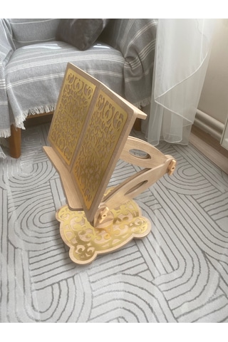 Yükseklik Ayarlı Rahle Gold Aynalı Pleksi Dekor Kuran-ı Kerim Okuma Rahlesi