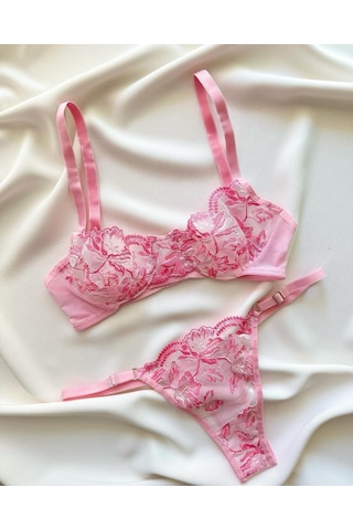 La Linaa Cindy Pembe Kadın Tangalı Bralet Takım Pembe