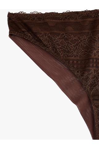 Koton Dantel Detaylı Rahat Kalıp Brief Külot Koyu Kahverengi 6slk30158mk Koyu Kahve