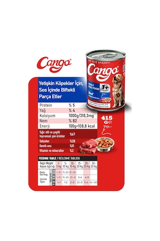 Cango Yaş Yetişkin Köpek Maması Etli 415gr 24lü