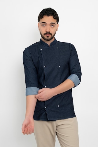 Şeffaf Düğmeli Kot Denim Aşçı Şef Ceket Aşçı Uniforma Chef Ceket Personel Kıyafeti