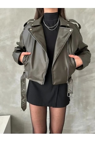 Genculus Kemerli Kadın Deri Ceket Yeni Sezon Oversize Çok Renkli