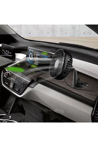 Evrensel 5v 360 Derece Dönebilen Usb Araç Vantilatörü Büyük Rüzgar Üç Hız Kontrolü Vantuzlu Usb Araç Vantilatörü