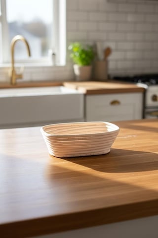 Bambum Puder - Ekmek Mayalama Sepeti Dikdörtgen 20 Cm Ahşap