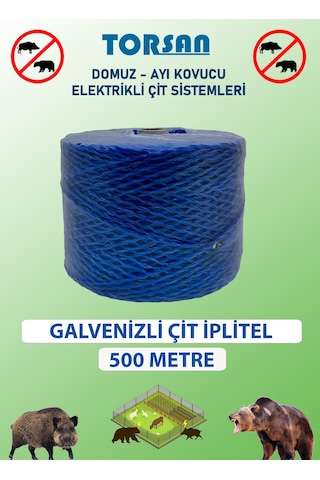Elektirikli Çit 500 Metre Çift Örgülü Galvanizli Tel + İp Elektirikli Çit 500 Metre Çift Örgülü Galvanizli Tel + İp