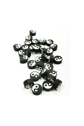 90 Adet 10 Mm Polimer Kil Fimo Boncuk Takı Bileklik + 5 Metre Misina Hediye - Ayıcık - Bayrak - Yin Yang