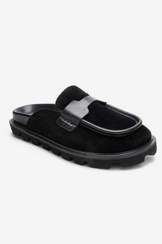 Luvishoes Vela Siyah Süet Hakiki Deri Kadın Terlik Siyah