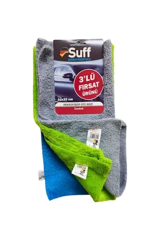 Suff Zambak Mikrofiber Oto Temizlik Bezi 3'lü Set 32x32 1622 Suff Zambak Mikrofiber Oto Temizlik Bezi 3'lü Set 32x32 1622