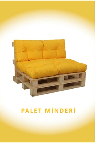 Dış Ve Iç Mekan Palet Minderi Minder Seti Takımı 2 Li Sarı