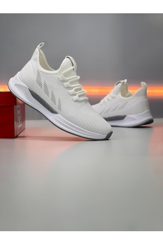 Wipper Ultra Hafif Triko Sneaker - Nefes Alan Ortopedik Poli Taban Kadın Yazlık Spor Ayakkabı Beyaz Buz