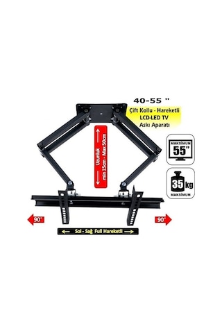 32" - 55" Çift Kollu Hareketli LCD LED Tv Duvar Askı Aparatı