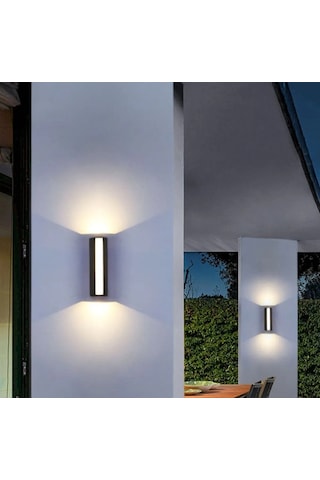 12 Watt Optik Çift Yönlü Dış Ve İç Mekan Uyumlu Duvar Led Apl... Siyah