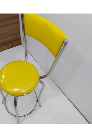 Sandalye Bar Tipi Yüksek Model Sarı 1 Adet Metal Çelik Nikelaj Su