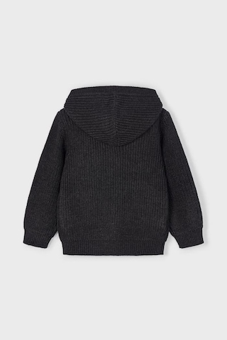Erkek Çocuk Kapüşonlu Fermuarlı Triko Hırka - Antrasit KREM