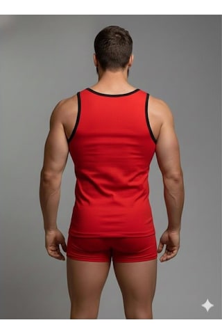 Erkek Kırmızı Tank Top Boxer Takımı Çok Renkli