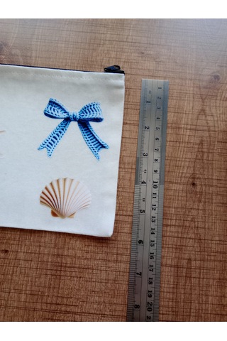 Wisheratelier Midye Kabugu Ve Kurdela Detaylı Bez El Çantası Desenli