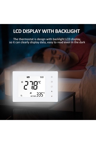 Geeksen Tp818whp Akıllı Isıtma Kontrolörü - Lcd Dokunmatik Ekran, Haftalık Programlama, Su Isıtıcı Ve Radyatör Termostati, Beyaz