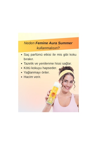 Feminine Aura Summer Uv Koruma Ekstra Hacim Kuru Şampuan 200 Ml Portakal Çiçeği Saç Parfümü Etkili