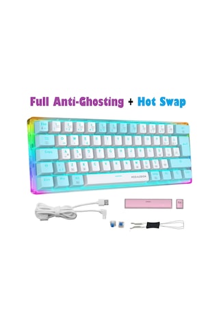 Rgb Oyuncu Klavyesi Mx-1 Mekanik Gaming Blue Switch Klavye Türkçe Q Beyaz Mini Klavye