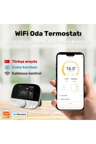 Wifi Kablosuz Akıllı Oda Termostatı Tuya - Smart Life Uyumlu...