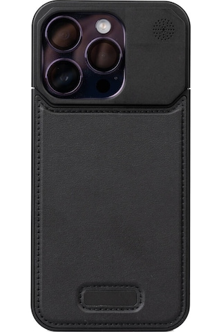 Apple Uyumlu iPhone 15 Pro Max Kılıf M-safe Şarj Özellikli Mekanizmalı Koku Hazneli Zore Mostar Kapak Siyah