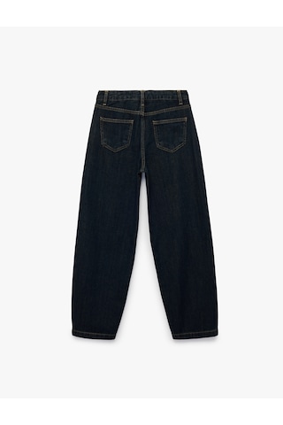 Koton Beli Ayarlanabilir Lastikli Pamuklu Cepli Denim Pantolon Dark Indıgo 7wkb40010td Koyu İndigo