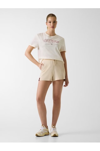 Guess Arianna Boxy Logo Kadın T-shirt V6gı04k2965 Krem