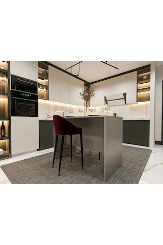 Asra Trend Mutfak Adası MA-03 %100 MDF Yemek ve Bar Masası Kül Gri