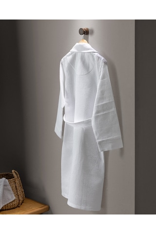 Madame Coco Blois %100 Pamuk Unisex Bornoz - Beyaz - Lüks Koleksiyon Beyaz S - M