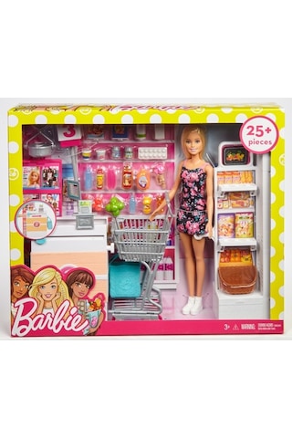 Barbie Süpermarkette Oyun Seti. Alışveriş Sepeti Aksesuarlı Frp01