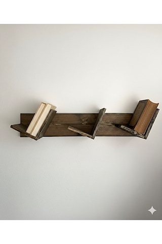 Doğal Ahşap Kitaplık, Dekoratif Tasarım Ahşap Vintage Kitaplık Ceviz