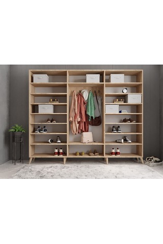 Letto Membran 6 Kapaklı Portmanto Montaj Dahil Meşe Beyaz 240 Cm