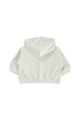Civil Baby Çiçek Nakışlı Kapşonlu Basic 6-18 Ay Sweatshirt - Ekru