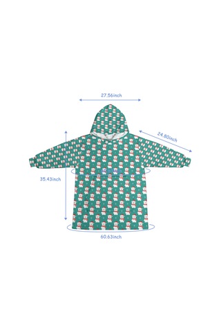 Noel Temalı Unisex Giyilebilir Battaniye Hoodie, Kalın Peluş, Kollar Ve Büyük Cep Bej