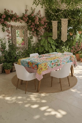 Vivanni Home Yıkanabilir Dikdörtgen Masa Örtüsü Günlük Kullanıma Uygun Pratik Ve Uzun Ömürlü Rengarenk Çiçekli