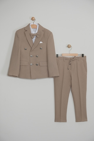 Erkek Çocuk Ceket Gömlek Pantolon Papyonlu Takım Elbise Te.1001y Vizon