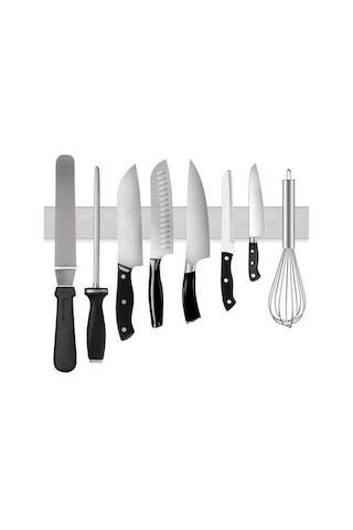 Pazly 16 Paslanmaz Çelik Manyetik Bıçak Tutucu, Mutfak Bıçak Şerit Bloğu, Duvar Montajlı Gümüş