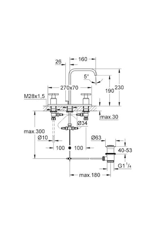 Grohe Allure 3 Delikli Lavabo Bataryası 1/2" M-Boyut 20143000