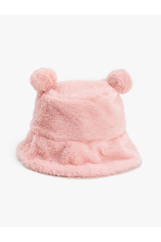 Koton Peluş Bucket Şapka Ponpon Detaylı Pembe 4wkg40001aa Gülkurusu